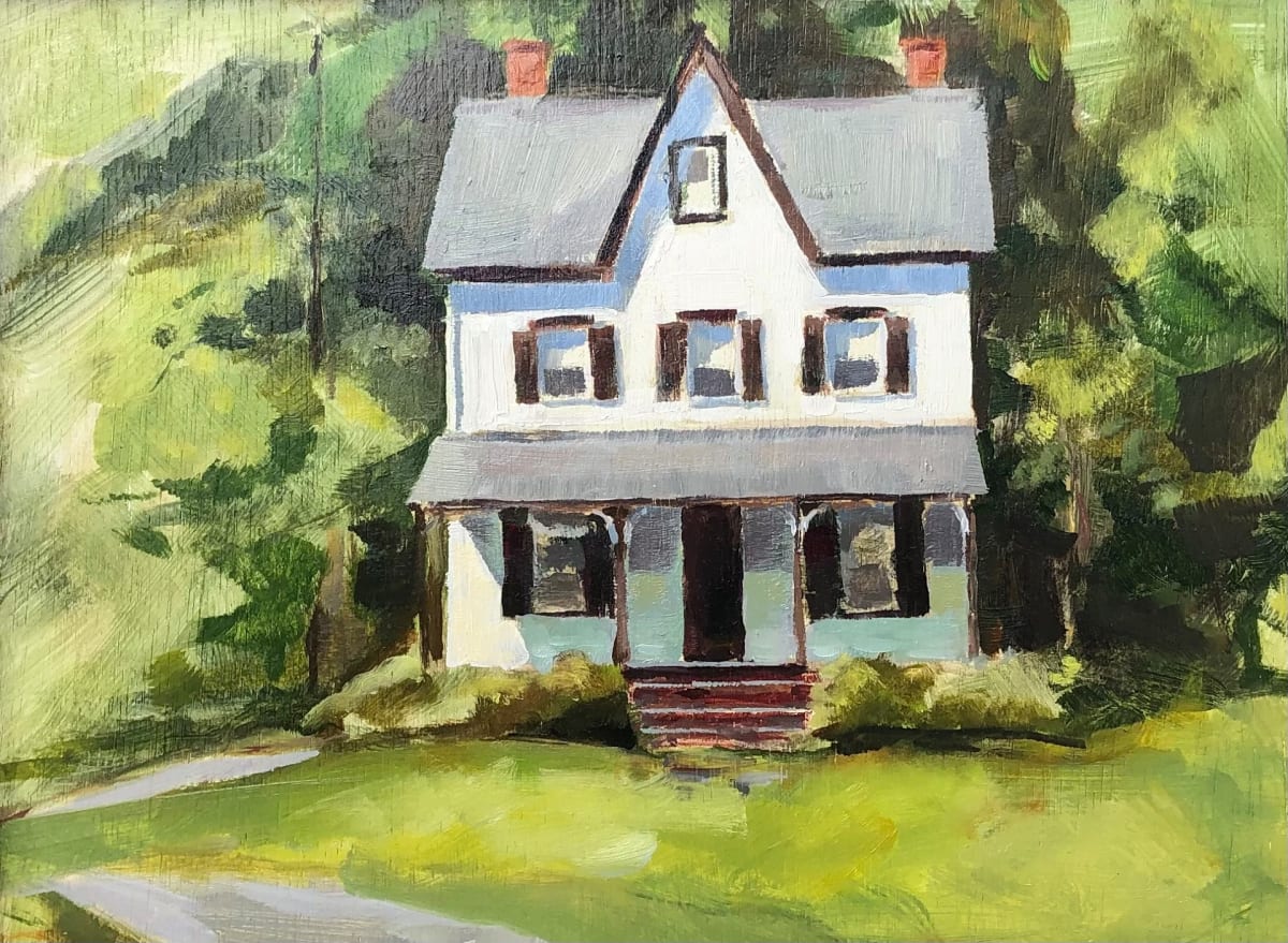 Church Farm School Home by Cary Galbraith  Image: It was the shadow on the porch and the angle of the roof that intrigued me. I love a home with a covered front porch. This home was vacant at the time. 
