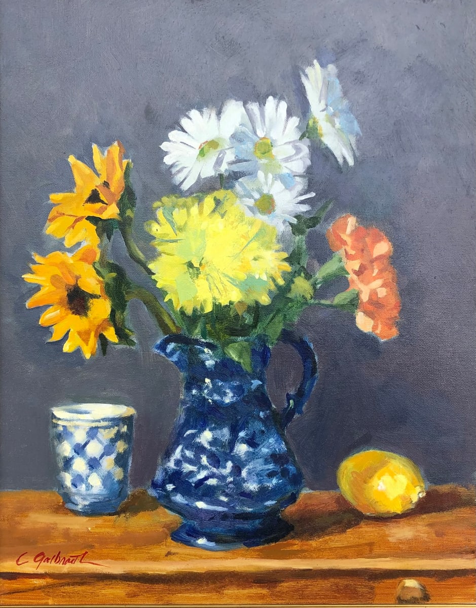 Floral in Blue Pitcher by Cary Galbraith, Image 1.