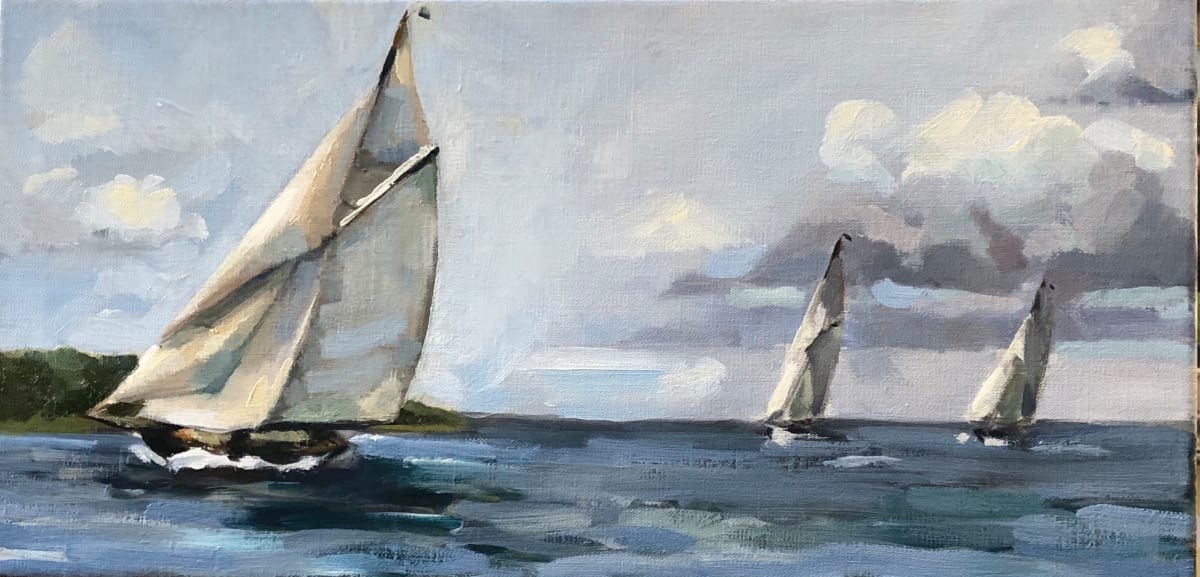 Shamrock  Image: 1929 Shamrock leads other 'Big Boats' in the Solent, the mecca of world sailing at the time. Beken of Cowes black and white photograph.