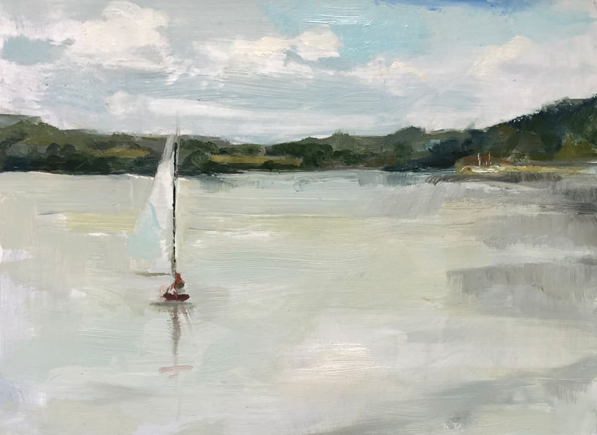 No Wind at Marsh Creek  Image: The day was hot, the lake was calm, there was no wind and therefore the small sailboat sat.
