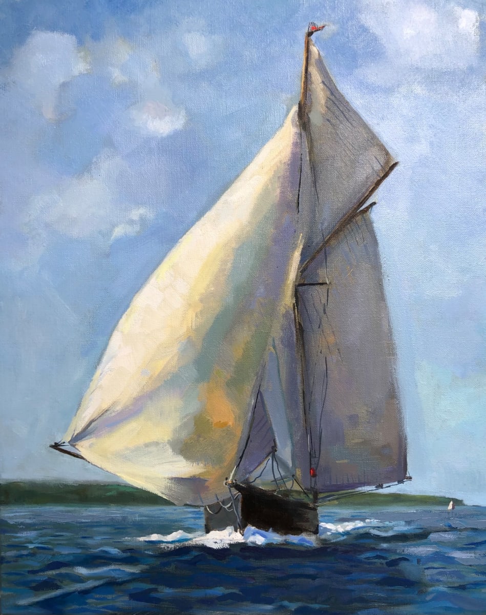 Jolie Brise  Image: Heading downwind with all her sails working this classic wooden boat is Jolie Brise a French Gaff Cutter..This painting is from my series of

Legendary Sailboats all borrowed from the black and white photographs by Beken of Cowes.
