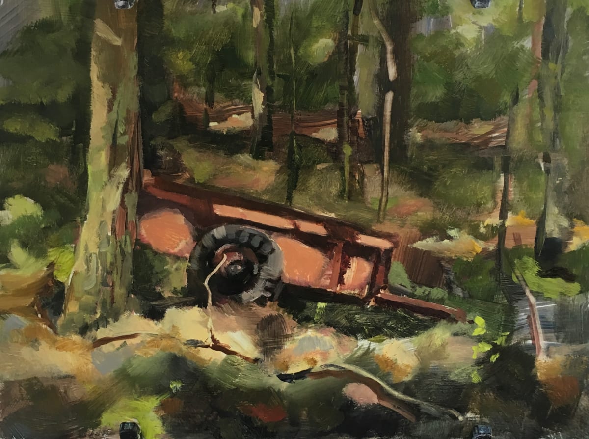 Left Behind  Image: We went camping in the Adirondacks. My husband Bob went climbing and I stayed at the campsite with Alfie.