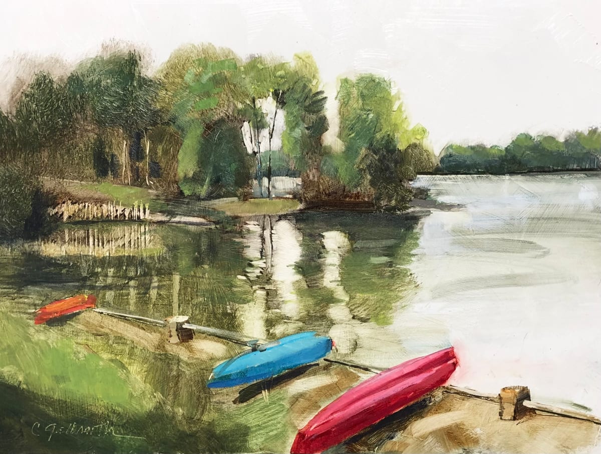 Marsh Creek Canoes by Cary Galbraith  Image: Marsh Creek State Park  has a manmade lake that I LOVE. People come here to sail, canoe, fish and sit by the water. I've been coming for years and when the kids were young we often came to go to the pool.  I love the feeling I have when near water, whether it's a pond, lake or ocean. Water is life