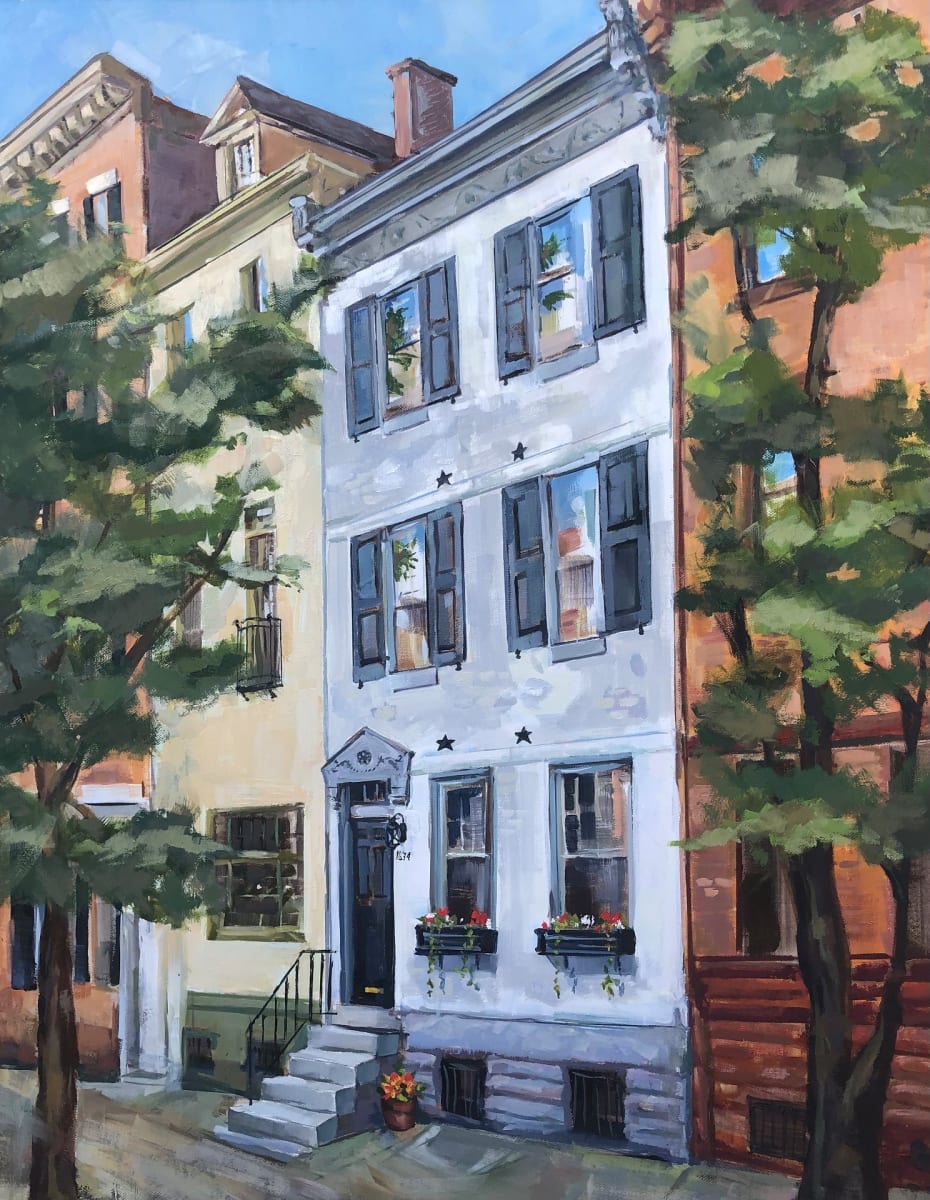 1634 Pine Street  Image: An historic home on Pine Street in Philadelphia. This piece was a commission to be a gift for the new owners of this home. 