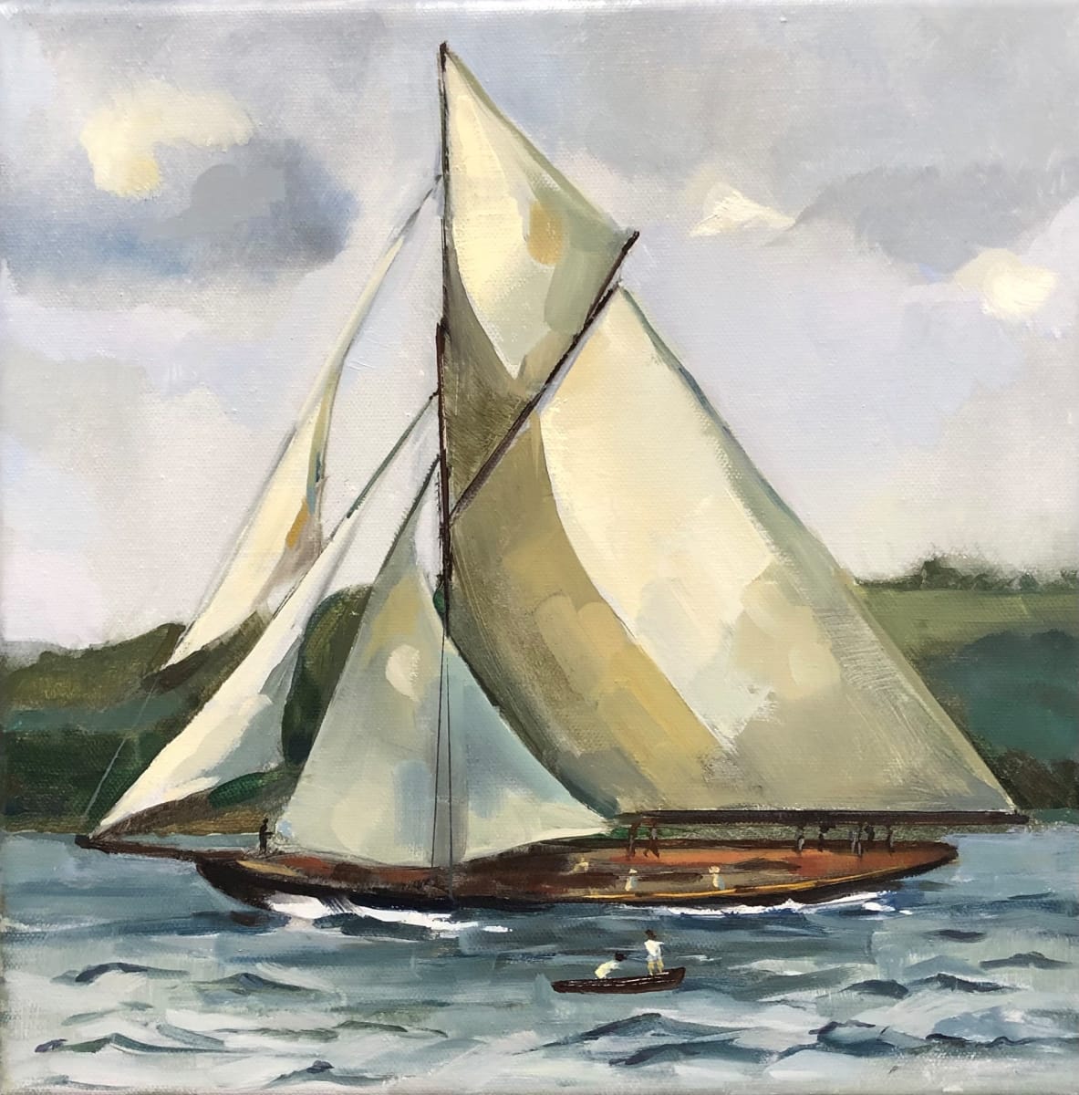 Satanita by Cary Galbraith  Image: When she was launched, Satanita was the worlds largest gaff cutter, since she measured 40 meters overall, almost 3 meters longer than Britannia, the royal yacht launched in the same year. During one of her first outings she reached an impressive speed of 16 knots sailing into the wind.