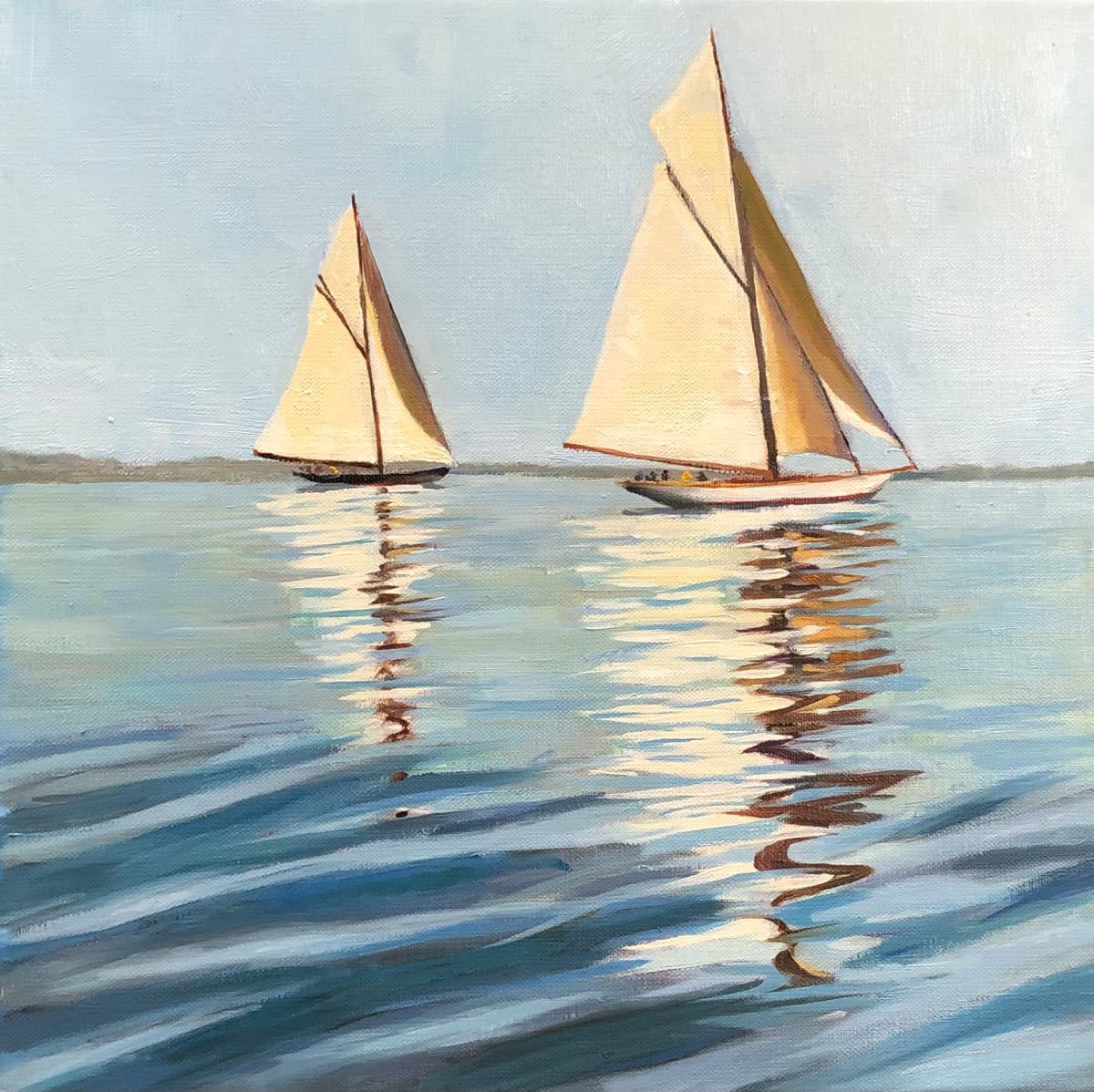 Still by Cary Galbraith  Image: Two  Big Boats match racing in calm waters. 