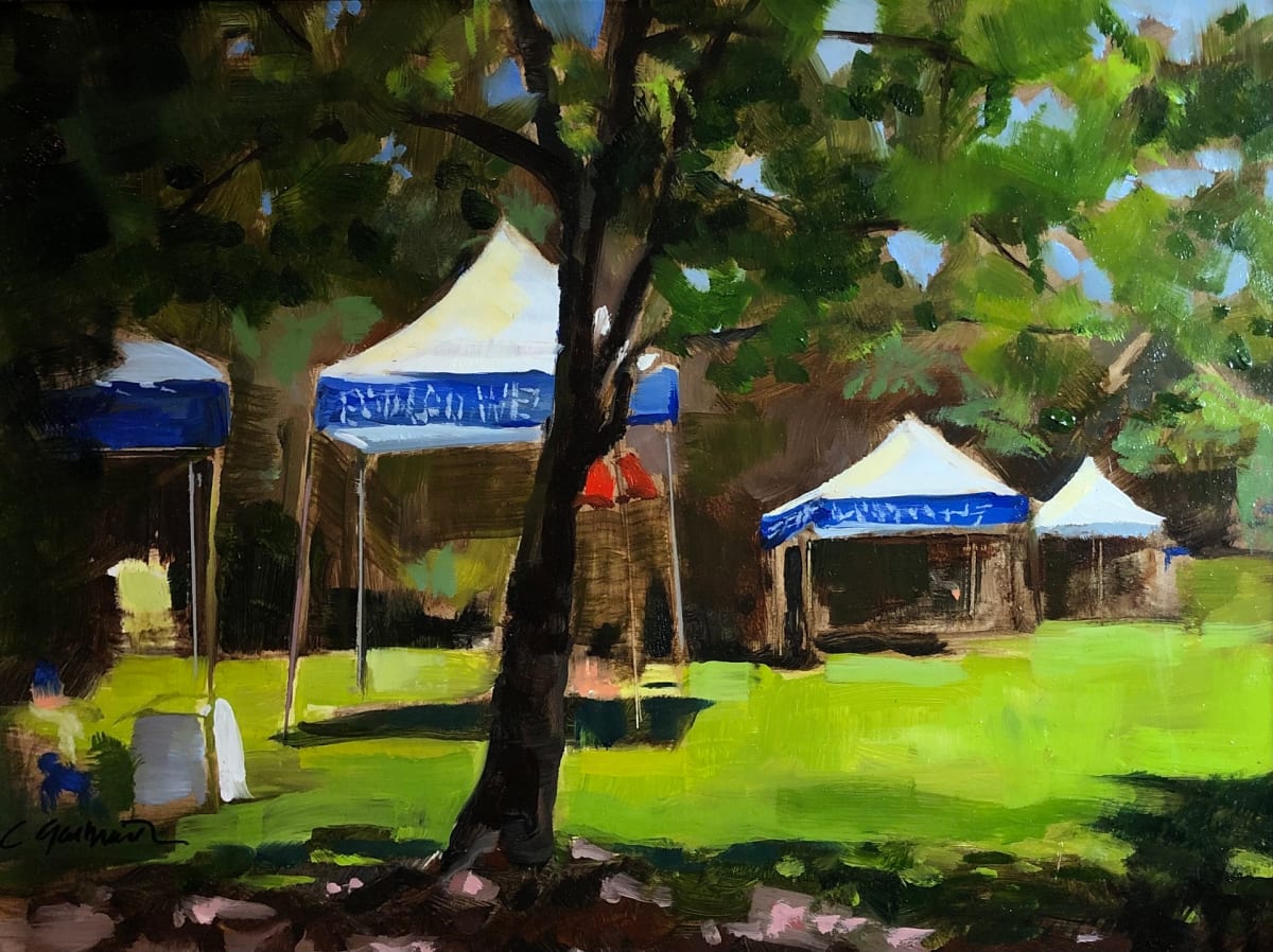 Turks Head Music Festival by Cary Galbraith  Image: Turks Head Music Festival happens every year in Everhart Park in West Chester PA. I set up my easel in the shade. Painting to live music ... YES!