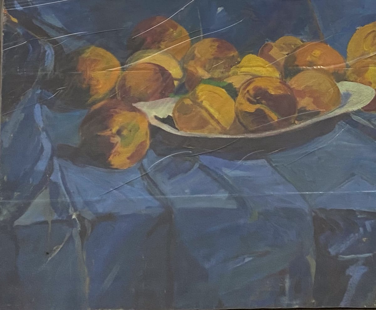 Peaches on Blue by Kenneth Showell 