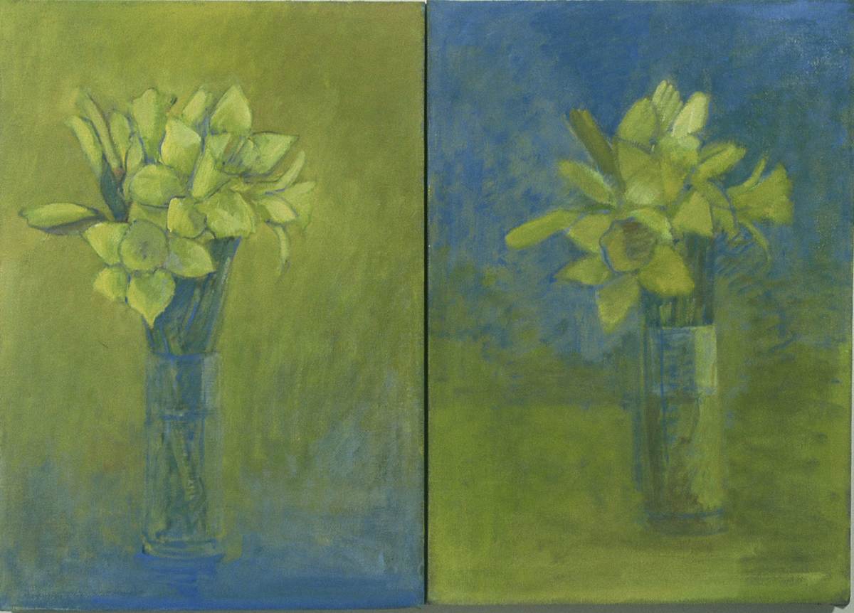 DAFFODILS PAIR (Two canvases by Kenneth Showell 