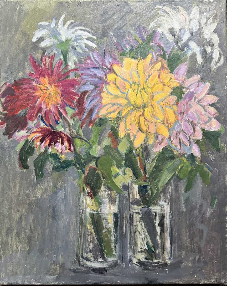 Dahlias in Vases by Kenneth Showell 