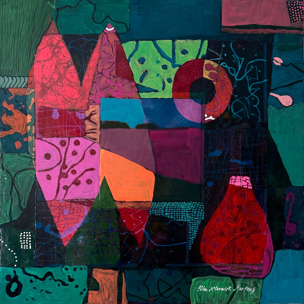 Bayshore I by Ellen McCormick Martens  Image: Bayshore I, acrylic and collage painting on canvas