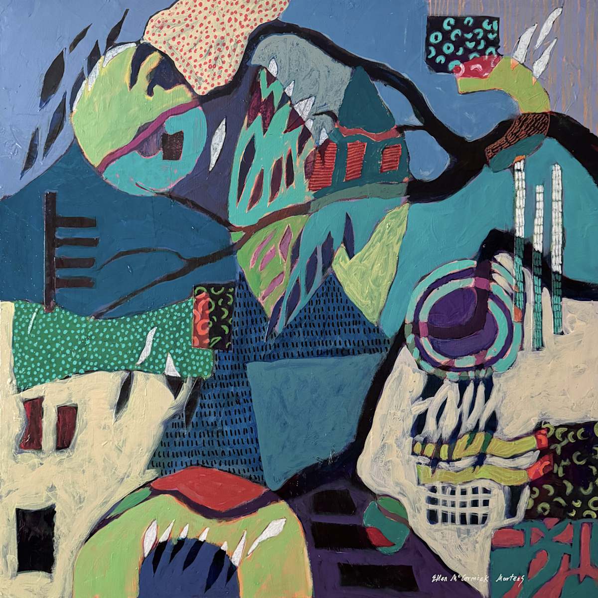 Willow / Saille by Ellen McCormick Martens  Image: Willow / Saille, acrylic and collage painting on canvas, 30x30"