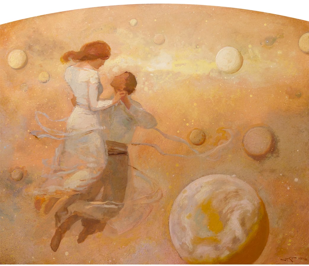 Worlds Without End by J. Kirk Richards  Image: A couple dancing together between worlds. 