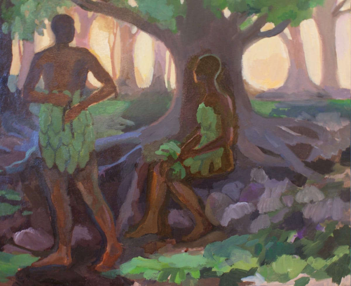 Genesis: Apron of Fig Leaves by J. Kirk Richards  Image: "And the eyes of them both were opened, and they knew that they were naked; and they sewed fig leaves together, and made themselves aprons. " --Genesis 3:7 