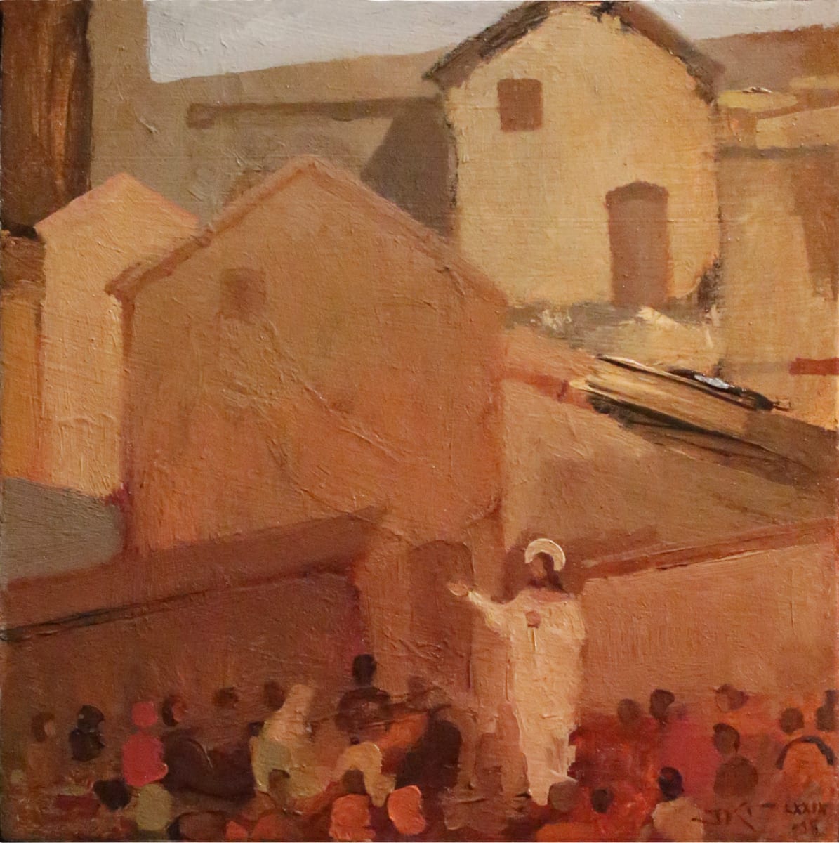 Many Mansions by J. Kirk Richards  Image: Christ preaching to the multitude. 
Daily Painting 95, 2018. 