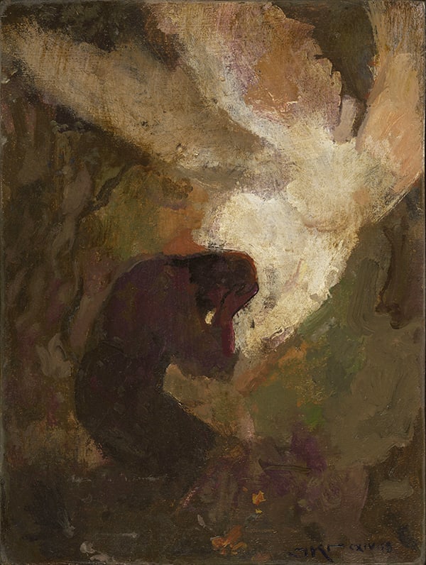 Gethsemane by J. Kirk Richards  Image: The suffering savior is comforted in the garden. 