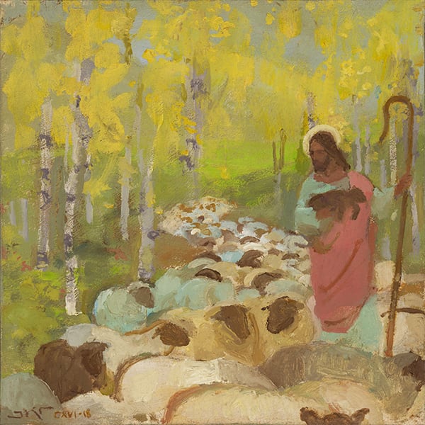 Shepherd in Spring II by J. Kirk Richards  Image: Daily painting 80, 2018