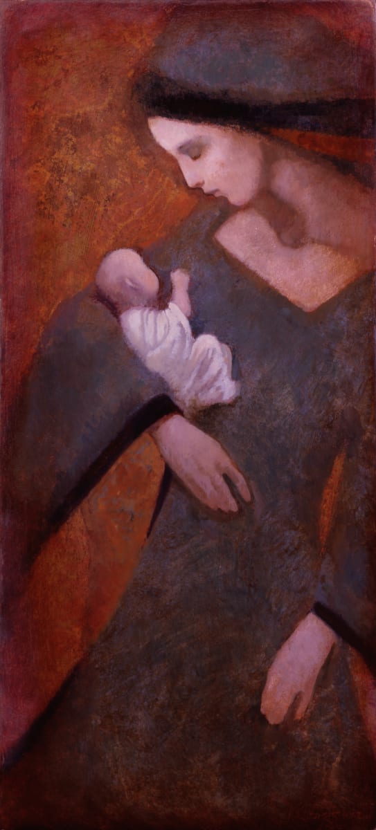 Mother and Child in Autumn by J. Kirk Richards  Image: A mother cradles her baby in autumn light. 