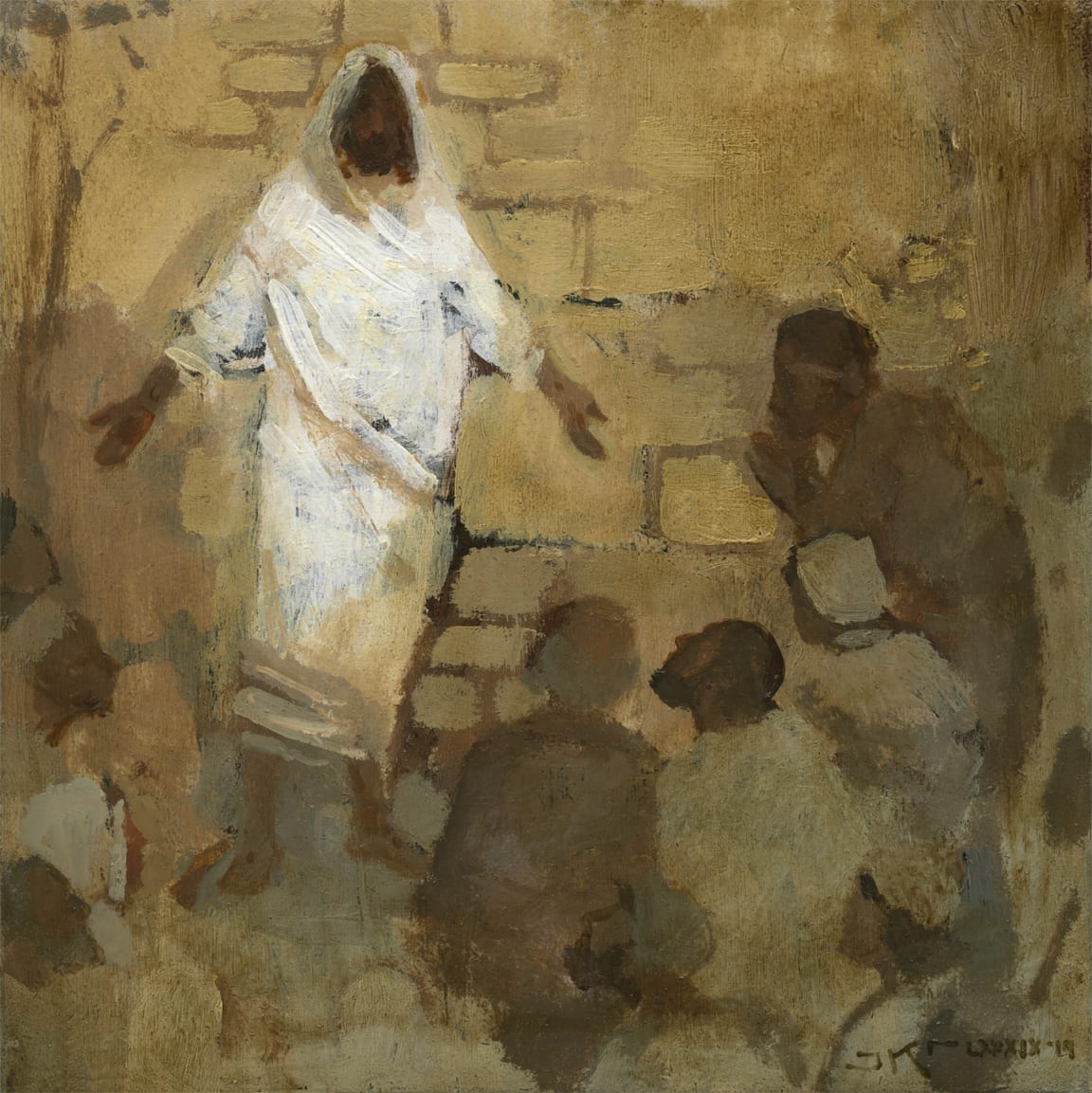 Behold My Hands and My Feet by J. Kirk Richards  Image: Daily painting 17, 2019. Christ appears to his apostles following his resurrection. 