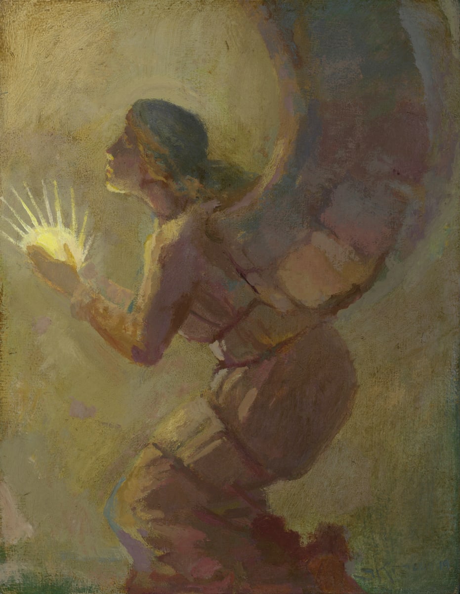 Dawn by J. Kirk Richards  Image: Angel bringing the morning in her hands. 