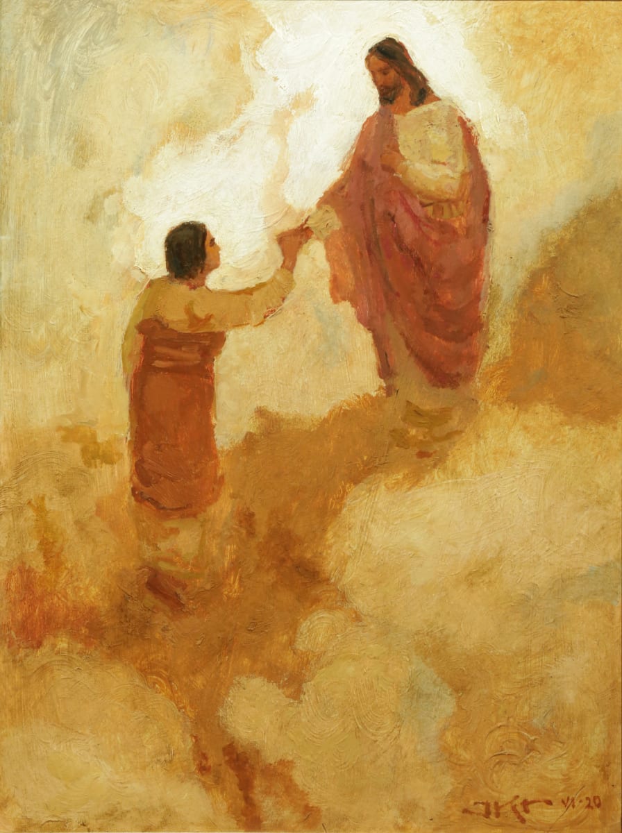 Home to Heaven by J. Kirk Richards  Image: Christ welcomes a soul back to heaven. 