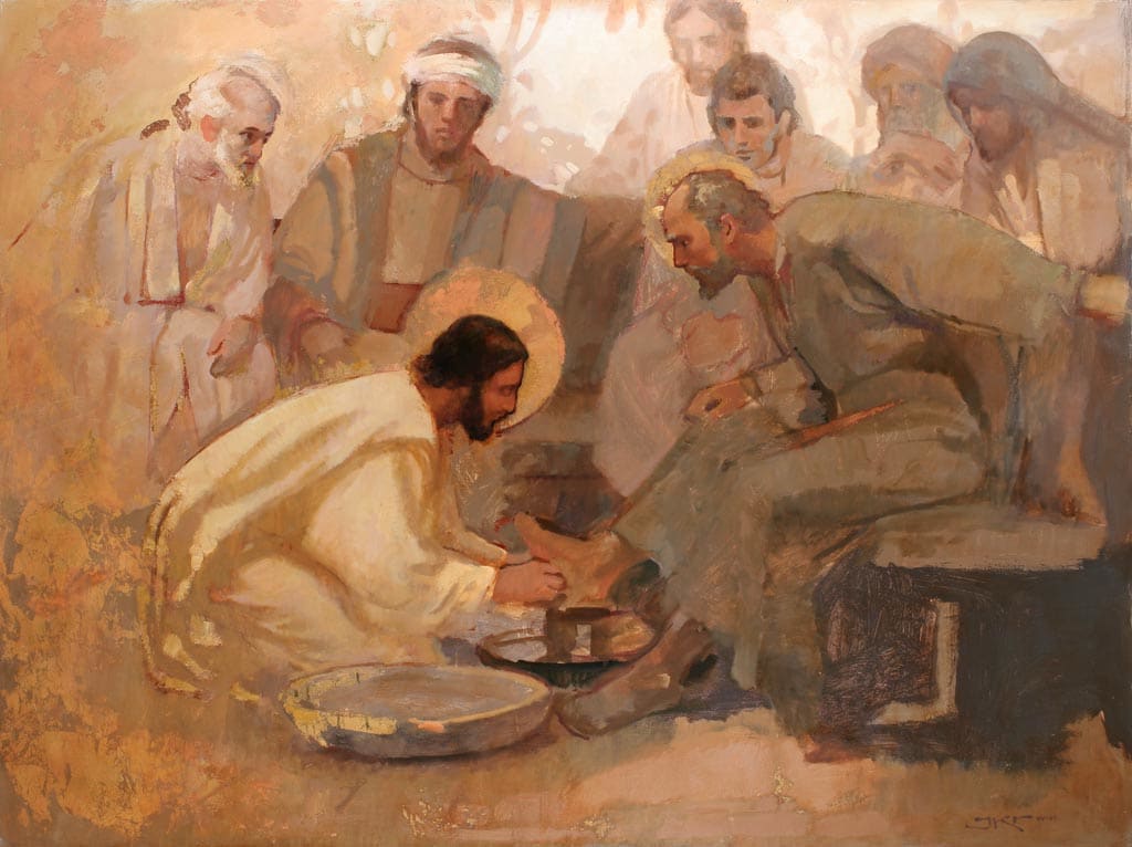 Greatest in the Kingdom by J. Kirk Richards  Image: Christ washing his apostles feet at the Last Supper. 