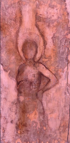 Figure with Wings V by J. Kirk Richards  Image: Female angel with wings, rose tones. 