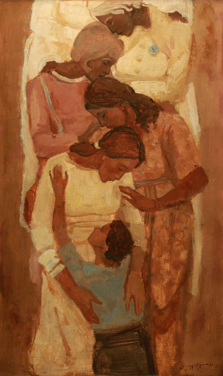 Maternal Lineage by J. Kirk Richards  Image: A child reaches up to his ancestral mothers. 