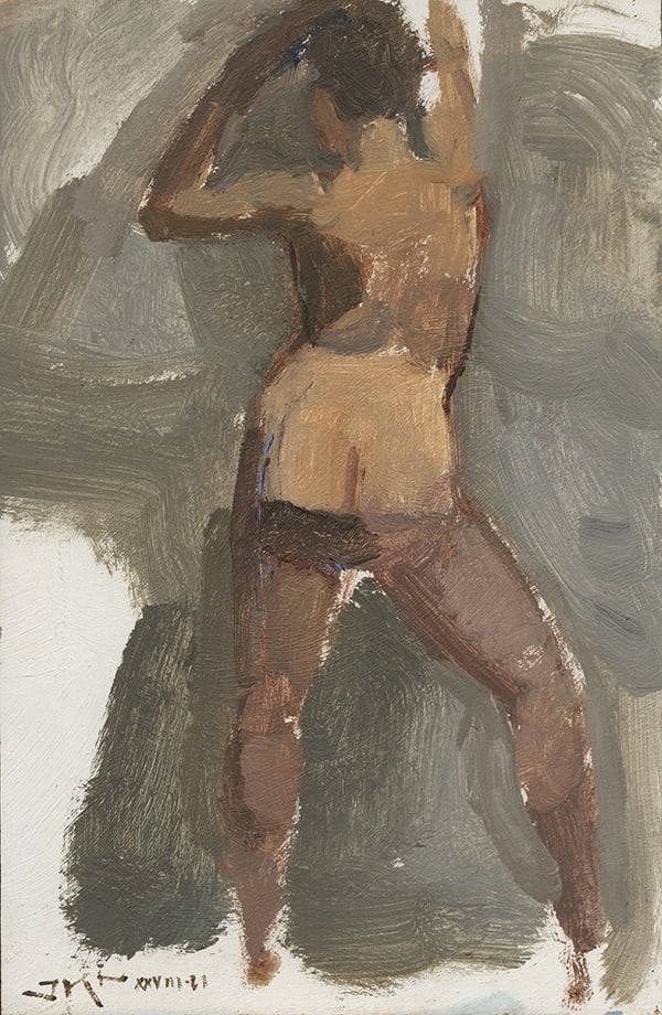 Academy Sketch in Acrylic - Standing Figure by J. Kirk Richards  Image: Academy Sketch in Acrylic - Standing Figure