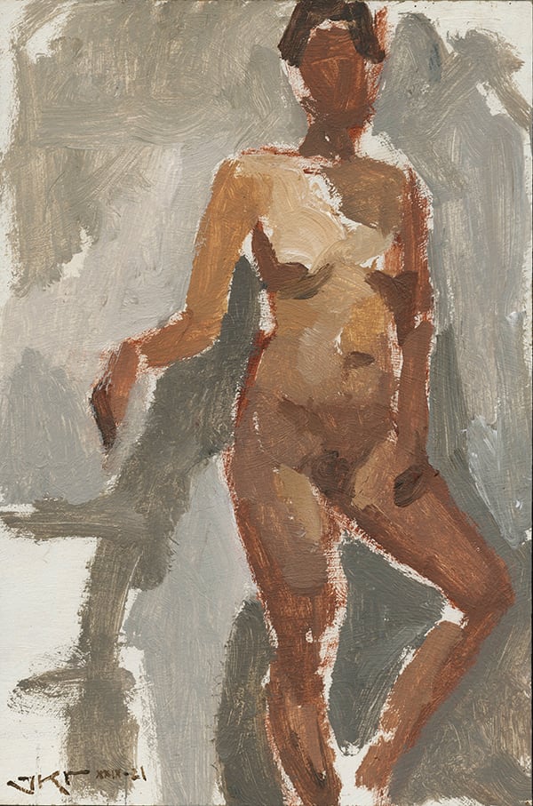 Academy Sketch in Acrylic - Standing Figure by J. Kirk Richards  Image: Academy Sketch in Acrylic 