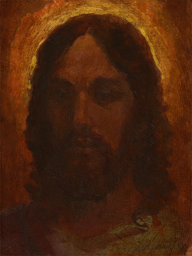 Jesus by J. Kirk Richards  Image: Portrait of Jesus Christ. Painted for Jessica Osborn. 