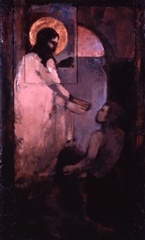 Healing III by J. Kirk Richards  Image: Jesus healing a kneeling man. 