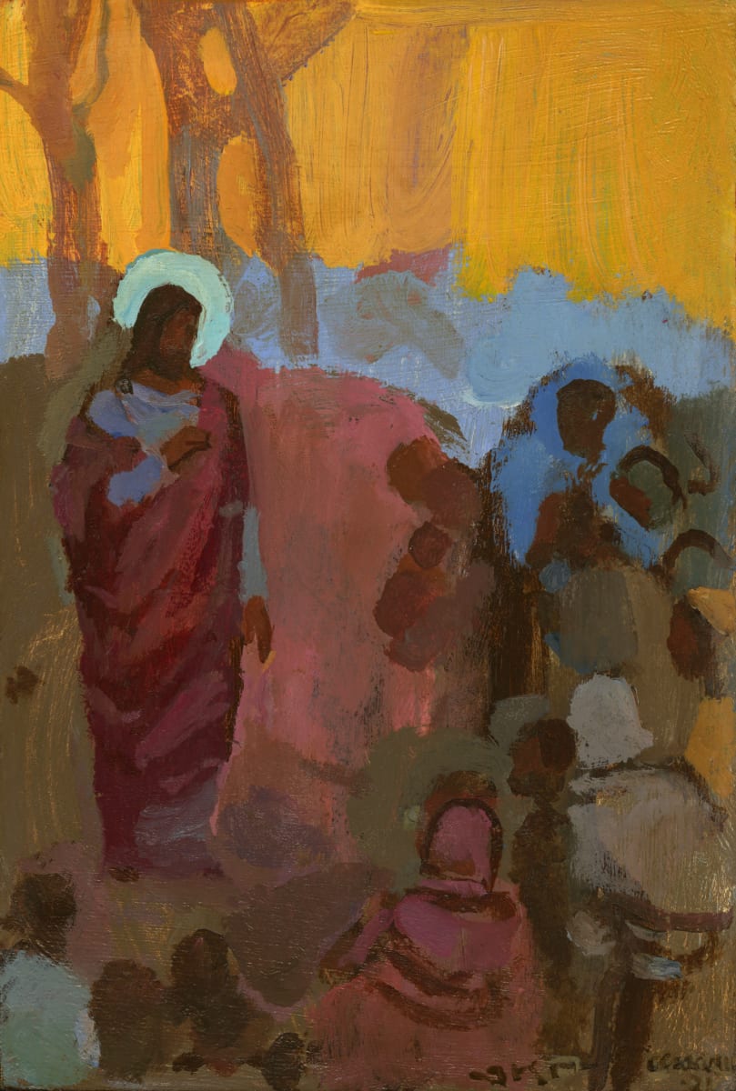 Abide with Me by J. Kirk Richards  Image: Daily Painting . Christ teaches a multitude in the evening. 