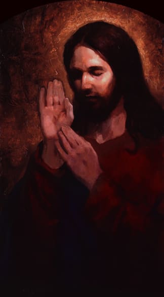Christ Portrait with Stigmata by J. Kirk Richards  Image: Christ with iconic marks of crucifixion. 