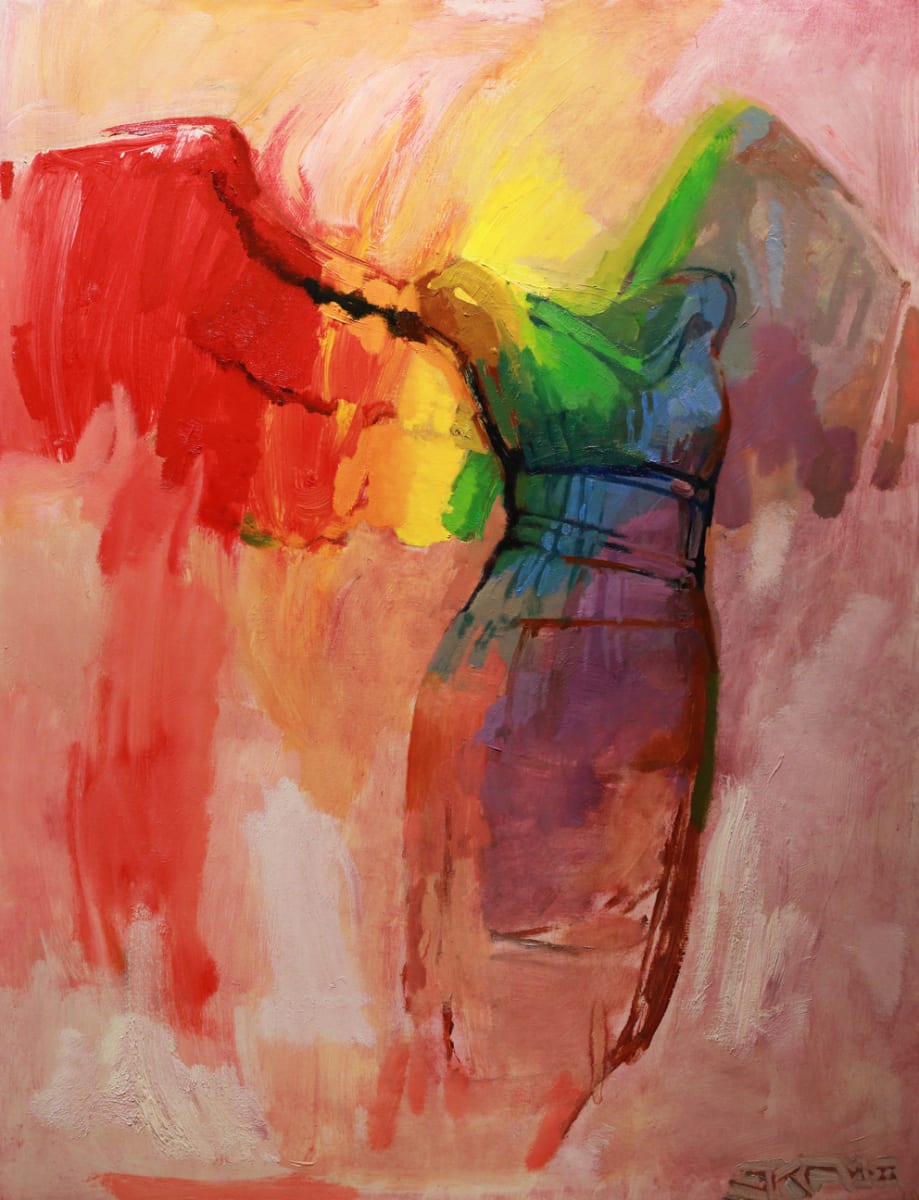 Winged Dress by J. Kirk Richards  Image: A colorful dress with wings.  For Encircle Gallery, 2022. 