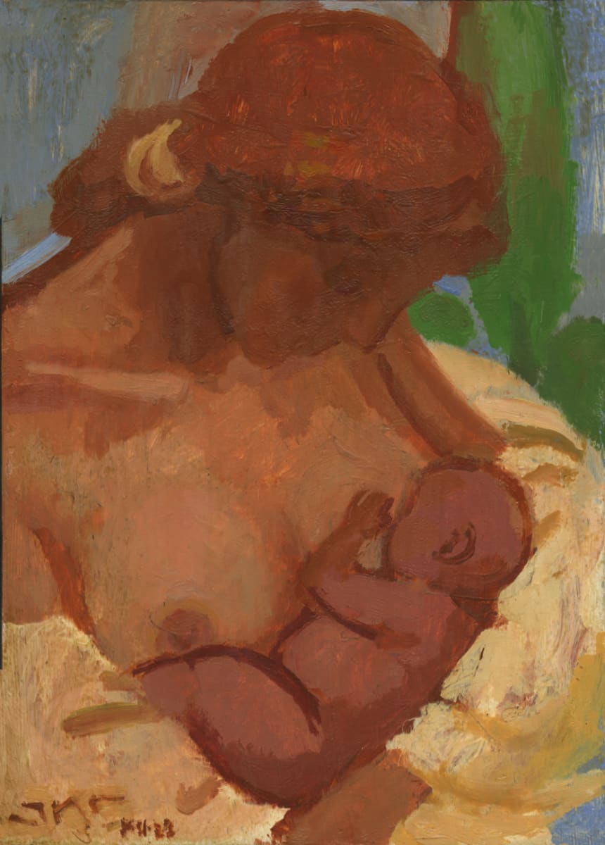 Summer Nursing by J. Kirk Richards  Image: A mother nursing her baby. 