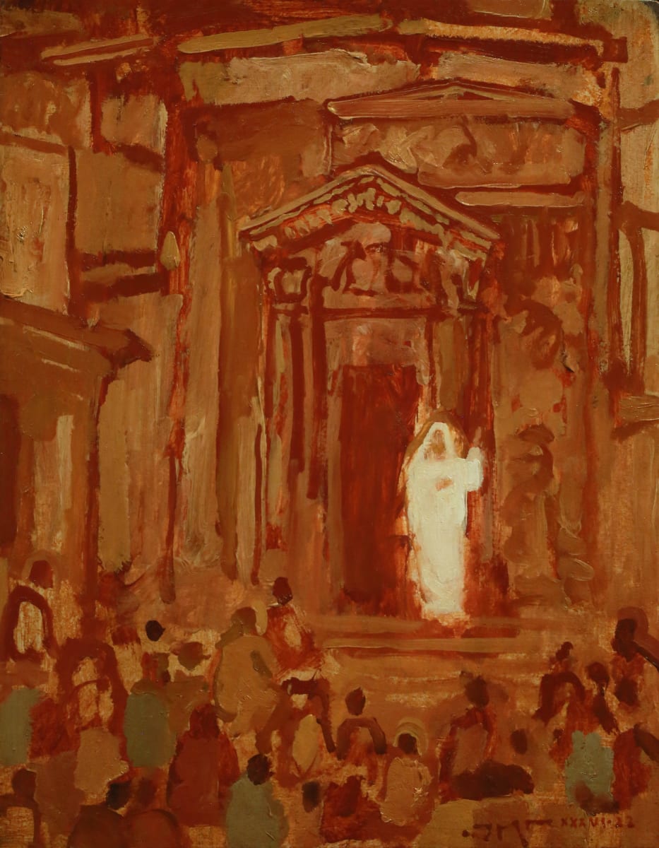 In My Father's House by J. Kirk Richards  Image: Christ preaches at the temple. 