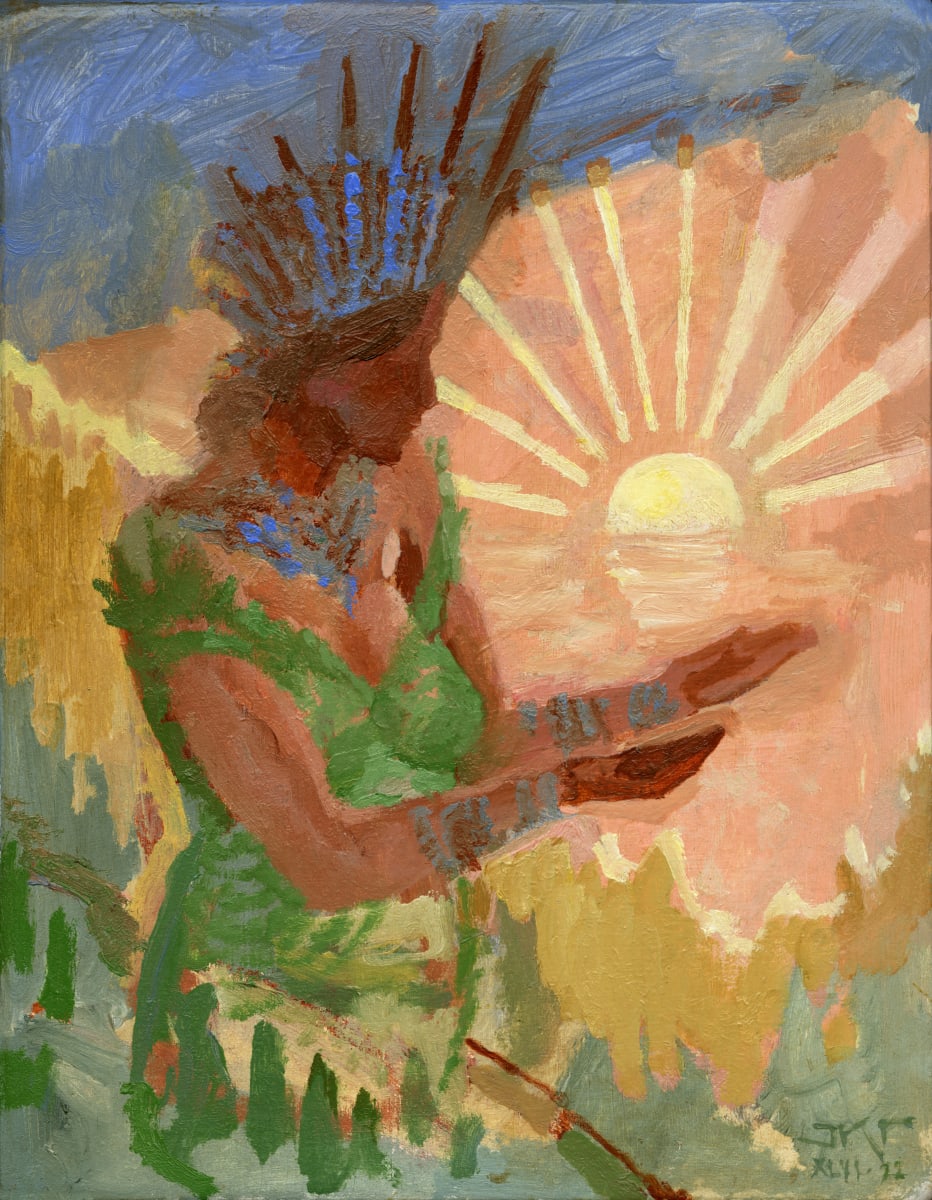 Mother Earth Welcoming the Morning Sun by J. Kirk Richards  Image: Daily Painting 96, 2022. Mother Nature and a sunrise. 