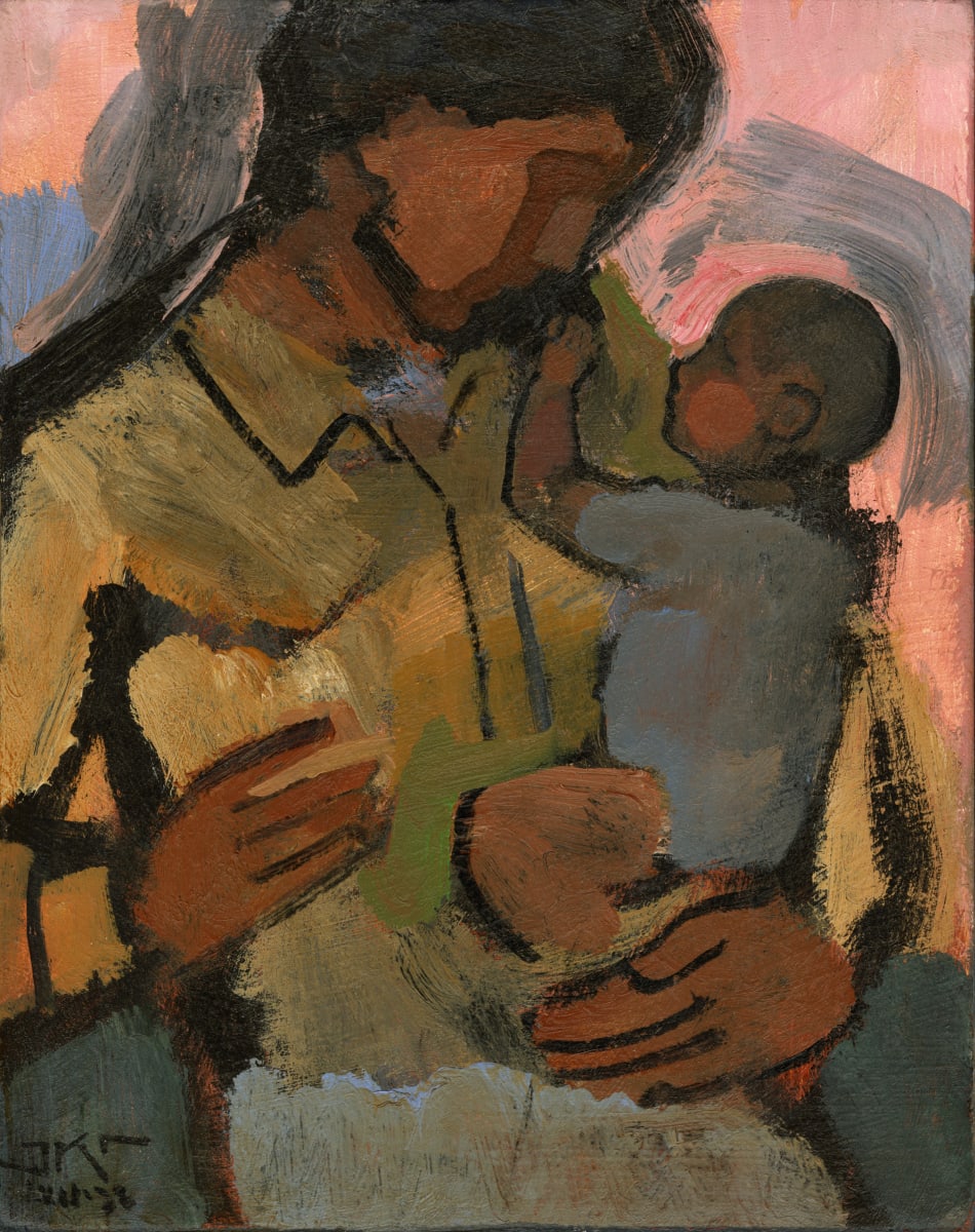 Father Nurturer by J. Kirk Richards  Image: Daily Painting 94, 2022. Father and baby spending time together. 