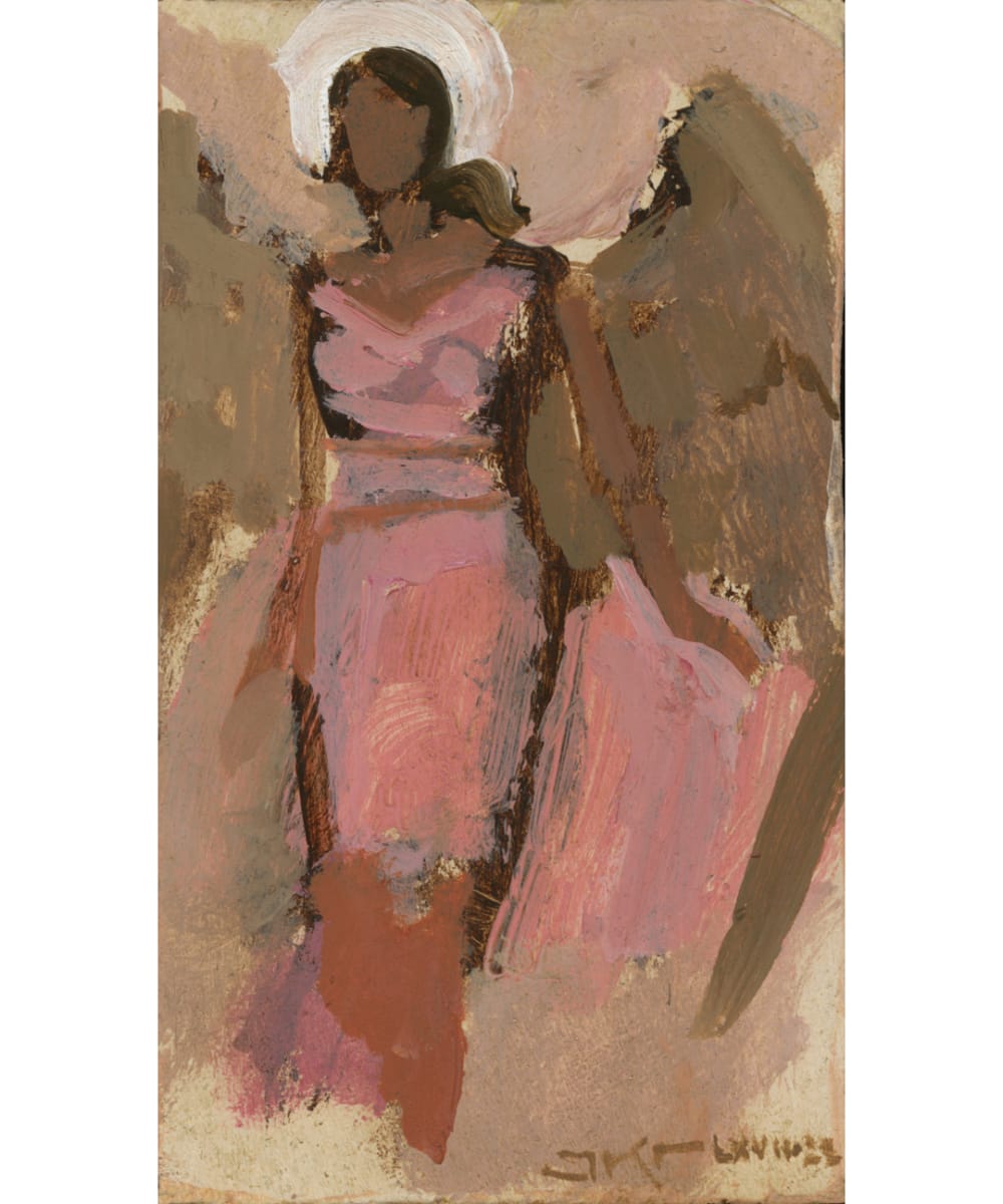 Angel by J. Kirk Richards  Image: An angel stands tall in pink. 