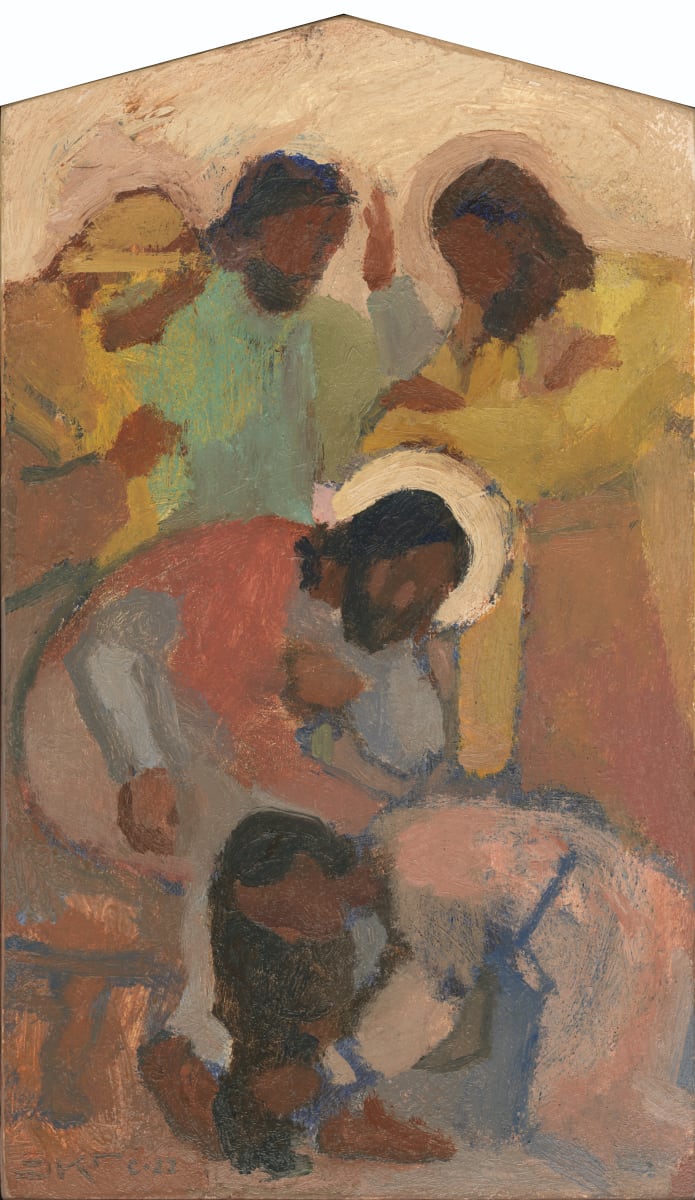 For She Loved Much by J. Kirk Richards  Image: Daily Painting 70, 2022. A woman washes Christ's feet. 