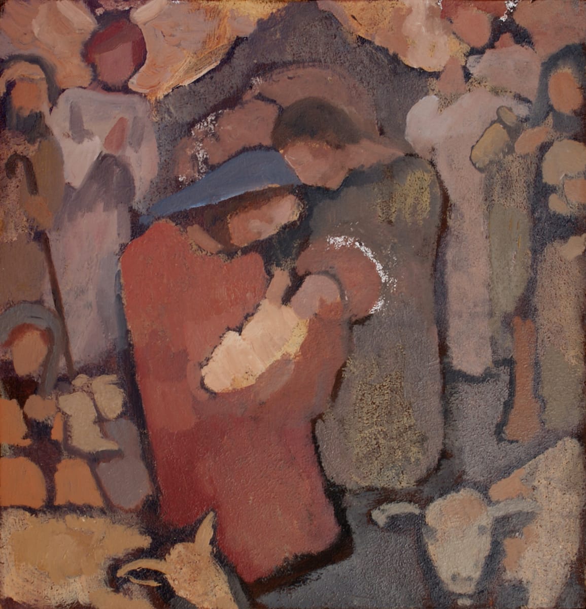 Nativity III by J. Kirk Richards  Image: Holy family surrounded by worshippers. 