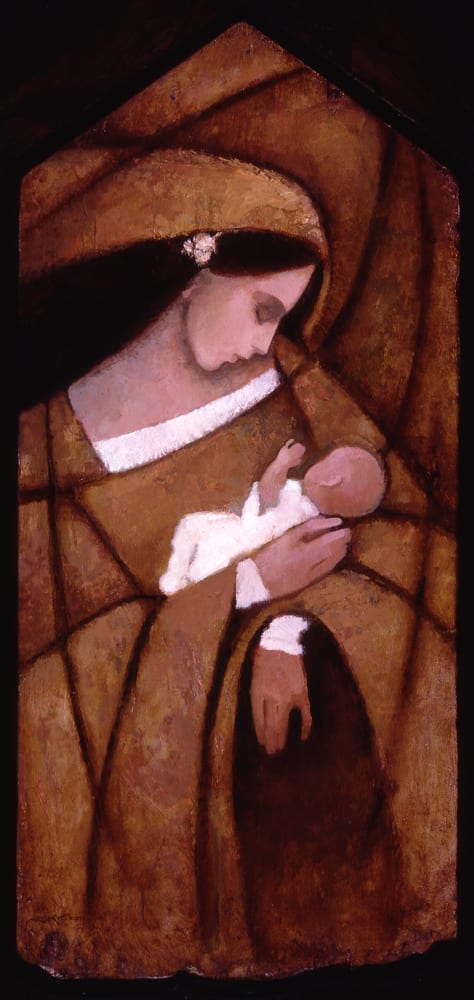 Mother and Child by J. Kirk Richards  Image: Tall and thin mother and baby. 