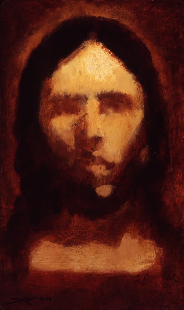 Christ Portrait III by J. Kirk Richards  Image: Portrait of Christ in naples yellow, burnt sienna, and raw umber. 