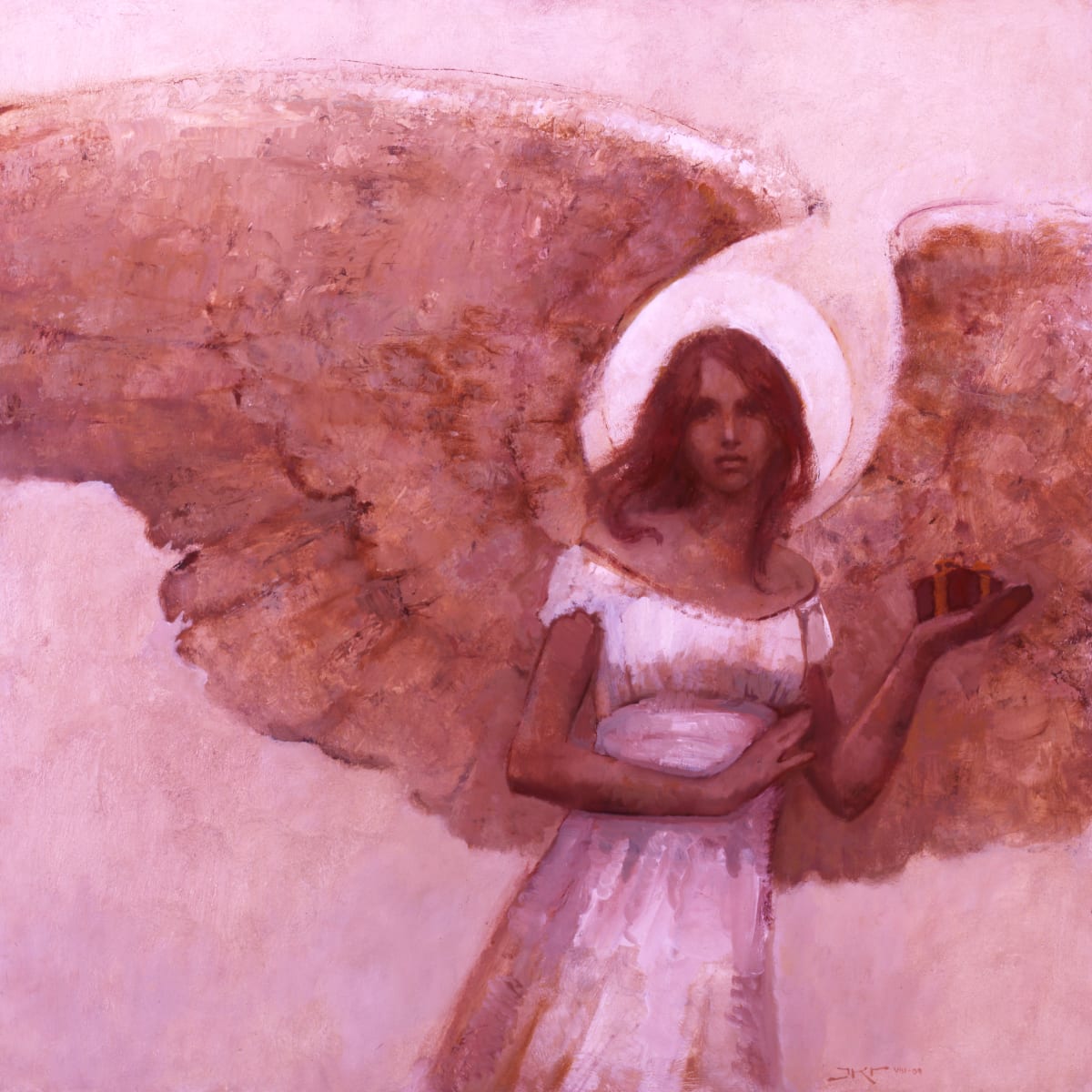 Angel with a Gift by J. Kirk Richards  Image: Angel with a tiny gift in hand. 