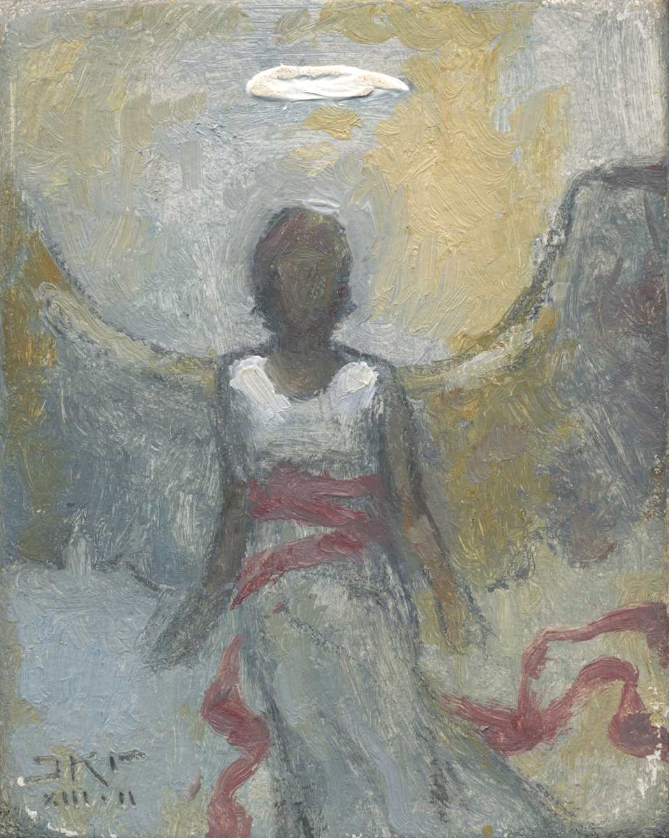 Angel with Pink Ribbon by J. Kirk Richards 