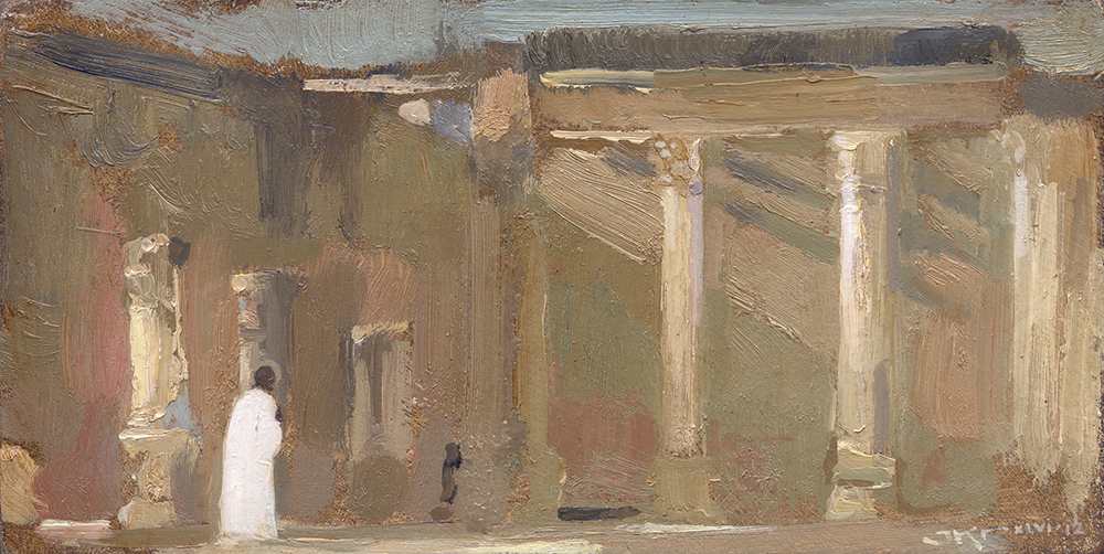 Israel: Man in White Praying in the Synagogue at Capernaum by J. Kirk Richards 