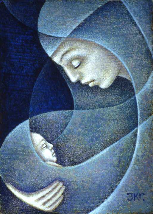 Mother and Child (Blue) by J. Kirk Richards 