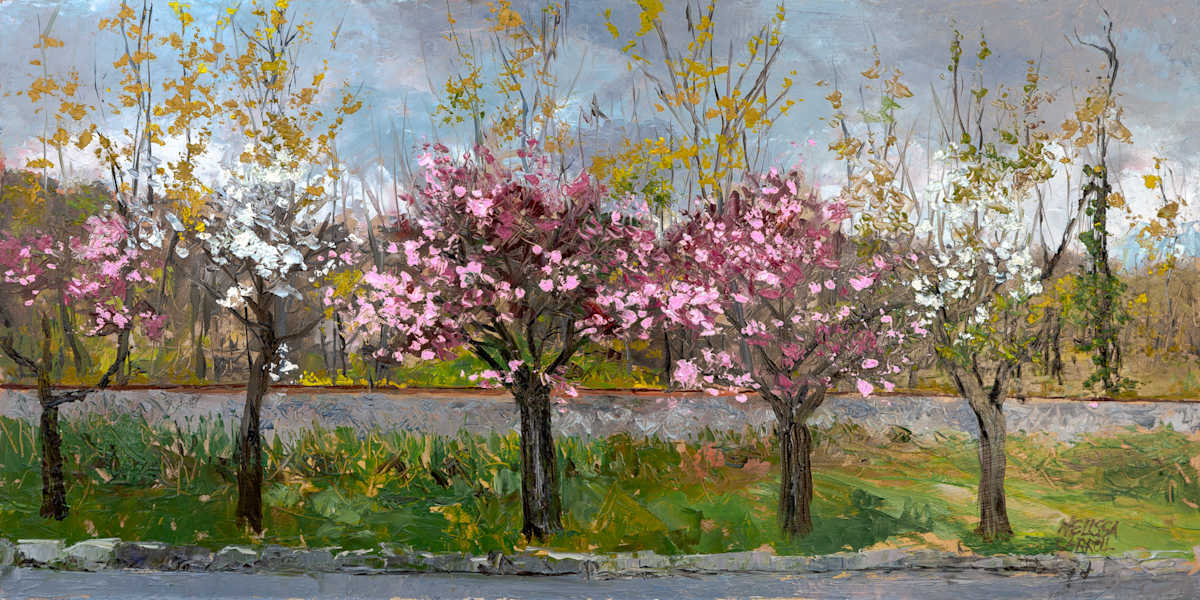 First Blossoms by Melissa Carroll  Image: Palette knife / Plein air