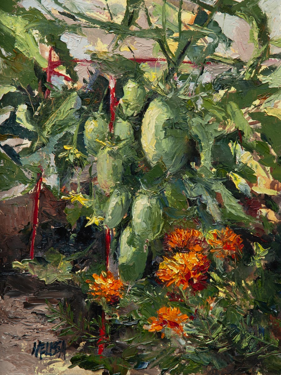 Green Romas and Marigolds 